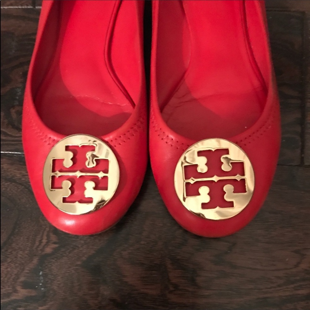 Tory Burch Red Reva Ballet Flats Size 10 - Picture 2 of 4